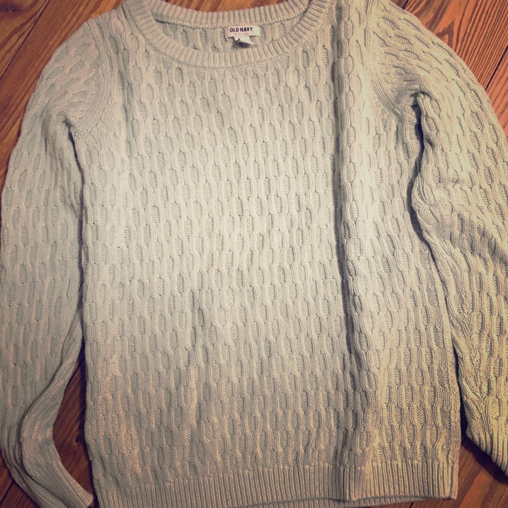 Soft blue green cable knit sweater